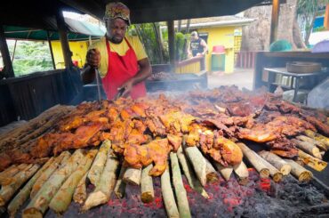 Insane Jamaican Jerk BBQ!! HUGE MEAT PIT + Jerk Champion in Montego Bay, Jamaica! 🇯🇲