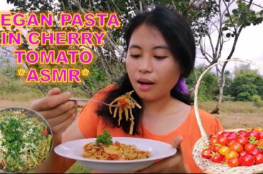 CHERRY TOMATO SPINACH FETTUCCINE PASTA | ITALIAN DISHES *ASMR*