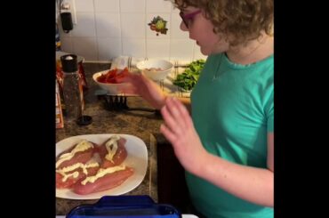Cooking Crispy Chicken Parmigiana with Baby Spinach and Bell Pepper Italian Salad
