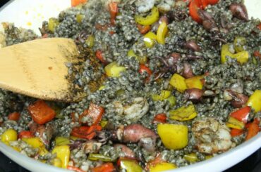 Easy Cooking Squid Ink Fried Rice with Firefly Squid