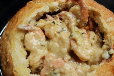 Amazing Shrimp Parmesan Garlic Bread Bowl | Jamaica Outdoor Cooking