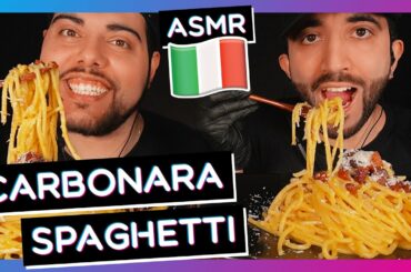 ASMR PASTA CARBONARA (PIG CHEEK GUANCIALE, EGGS, PECORINO, GRANA CHEESE, PEPPER) NO TALKING MUKBANG