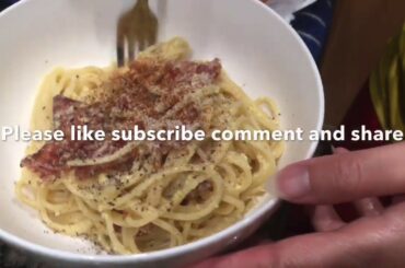 Amateur cooking Carbonara Italian food
