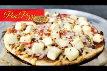 Pan Pizza Making Recipe in Hindi | Tawa Pizza Without Oven and Yeast |  How to Make Pizza at Home