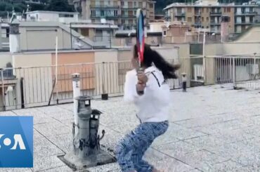 Italian Women Play Tennis Across Rooftops