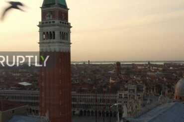 Italy: Drone footage shows Venice"s iconic St. Mark"s Square deserted amid COVID-19 lockdown
