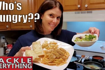 Italian Feast...Fettuccine Alfredo with Baked Chicken and Shrimp Scampi