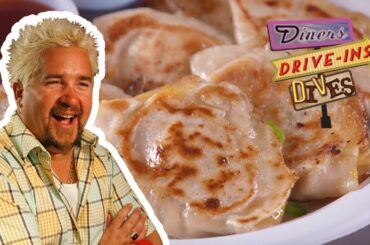 Guy Eats Chicken and Cheese Dumplings (from #DDD) | Food Network