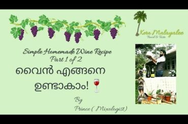 How to make wine of Grapes- Easy Wine Making- By Prince (Mixologist) Part -1 of 2 by Kera Malayalee