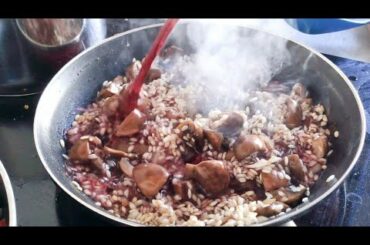 Champignon Risotto, with red wine!