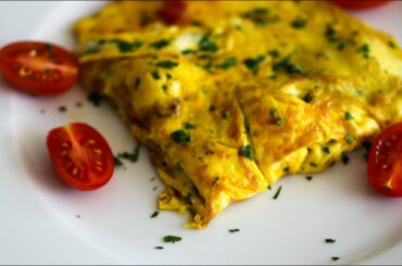 Omelette Italian Style With Mozzarella Cheese, Fresh Basil, Parsley, Sopressata & Tomatoes