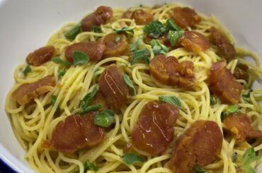 Spaghetti Bottarga: Delicious, Easy & Quick Recipe: "Batrakh", Lemon, Olive Oil, and Wild Thyme!