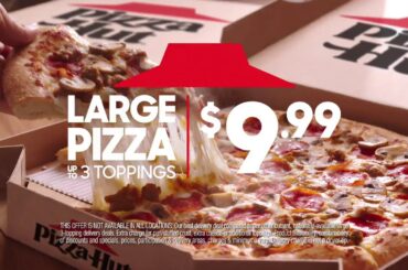 We're Open! Order $9.99 LARGE 3-Topping Pizzas today.