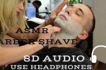 💈 - ASMR 8D Audio - Face shave w/ shavette - Italian barber girl