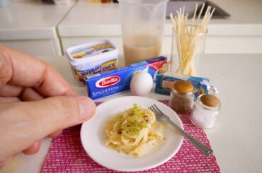 3 Ingredients Pasta Egg, Milk & Cheese [Kitchen Set Miniature Cooking] ASMR Mini Food Real