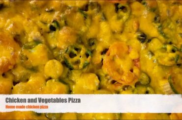 Chicken and mix vegetables pizza - Kids favorite food cooked health at home with healthy ingredients