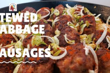 Stewed Cabbage with Sausage | Quick WeekNight Recipe With Red Wine