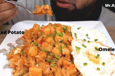 ASMR BAKED POTATO WITH OMELETTE MUKBANG  (EATING SOUNDS, NO TALKING) | ITALIAN STYLE | MR. ASMR