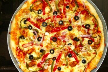 Quick and easy pizza recipe without oven||Chicken Pizza||Chicken pizza without oven