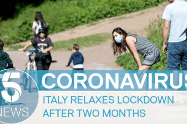 Coronavirus: People in Italy return to work for first time in two months after lockdown | 5 News
