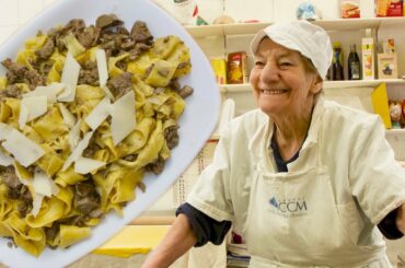 Pasta Grannies enjoy 91 year old Maria's tagliatelle with chicken liver ragu
