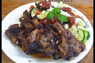 How To Cook Perfect Lamb Chops + Fresh Feta Cheese Salad+Wine and Black Pepper Sauce