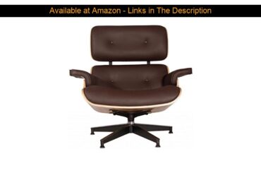 ☑️ Modern Sources - Mid-Century Swivel Plywood Lounge Chair & Ottoman Real Premium Leather Brown Wa