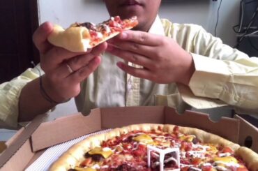 (ASMR) Pizza Hut Cheeseburger Pizza + Mango Pudding