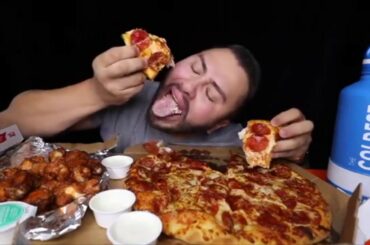 Steven Sushi eating too much pizza