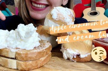 ASMR Italian Food | Apple and cinnamon toast and cream bun | Toast mela e cannella e panini dolci