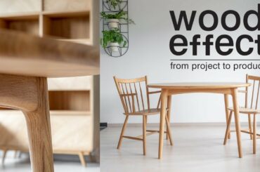 Round dining table, made by hand wood modeling. Woodworking.