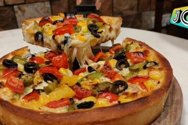 DEEP PAN PIZZA  | cheesy pizza |THE ITALIAN PLACE