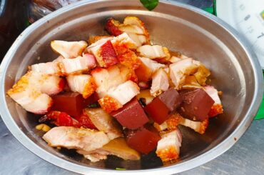 Street Chopped Meat At Night, Amazing Street Food And Street Life At Night