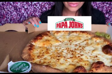 ASMR | PAPA JOHN'S CHEESY ALFREDO PIZZA MUKBANG