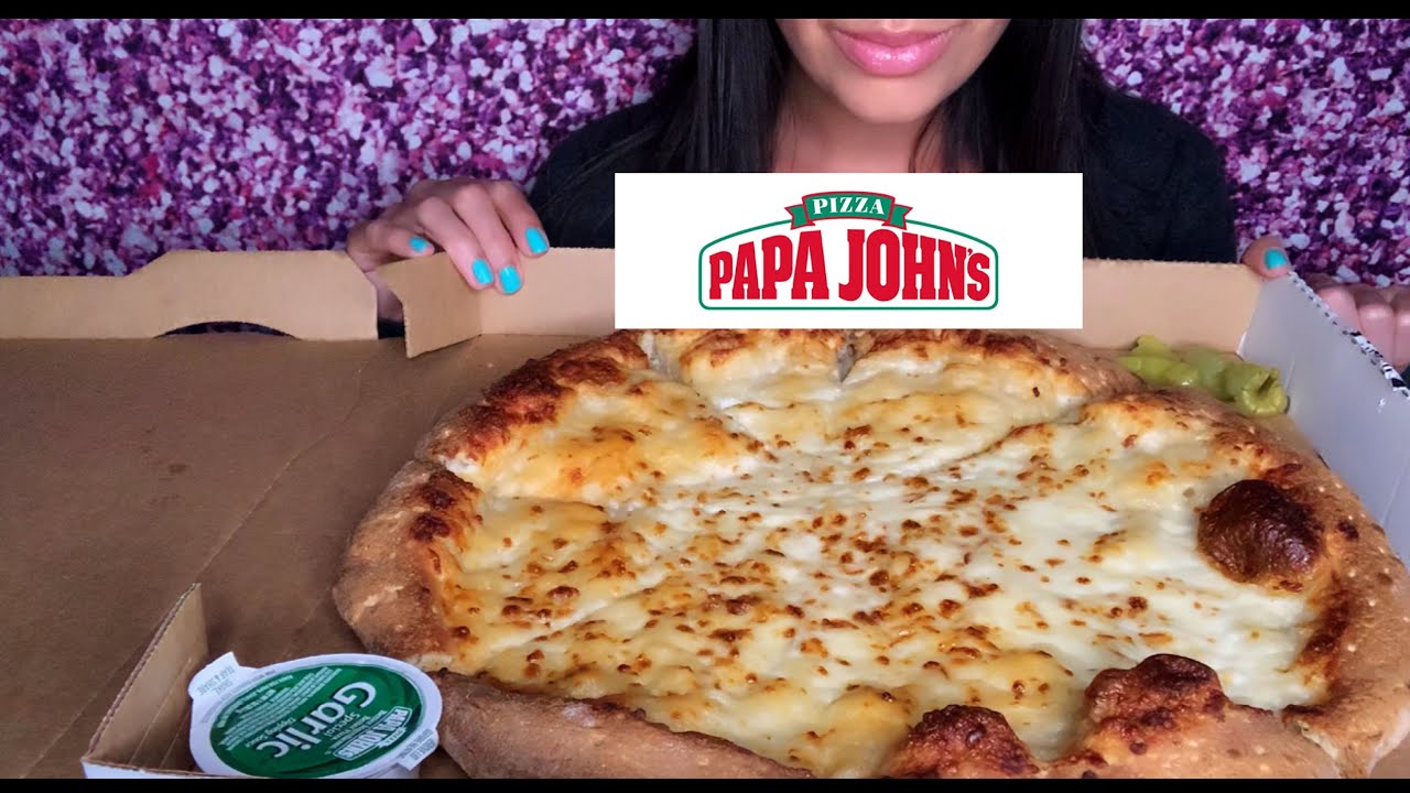 ASMR | PAPA JOHN'S CHEESY ALFREDO PIZZA MUKBANG - Italian Food