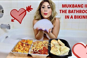 ITALIAN FOOD MUKBANG IN THE BATHROOM (SPAGHETTI, RIGATONI AND BROWNIES)
