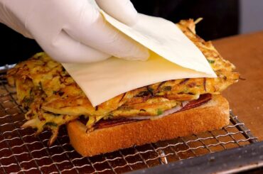 Double Ham Cheese Toast - Korean Street Food