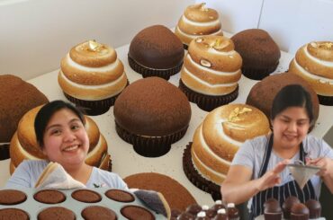 Chocolate Cupcake | Raspberry Rosewater Compote | Italian Meringue Frosting | In English language