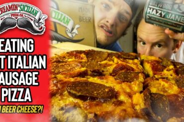 Eating Screamin' Sicilian's Hot Italian Sausage Pizza with Beer Cheese?! 🍺🧀