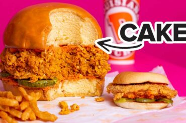 GIANT Popeyes Chicken Sandwich Made Of CAKE! | How To Cake It Step By Step