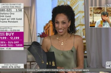 Stefano Oro 24K Gold Choice of Weight Ingot w/ 14K Gold Frame Pendant | Stefano Oro Italian Jewe...