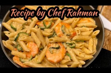 How to make creamy shrimp zucchine pasta italian way/ Pasta con zucchine gamberi/Easy pasta recipe.