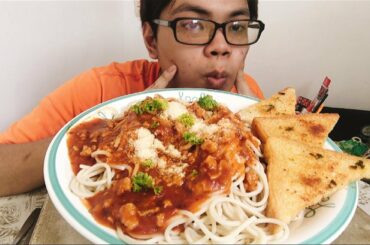 [ASMR] Italian Spaghetti And Garlic Bread Mukbang ~ Cook with me