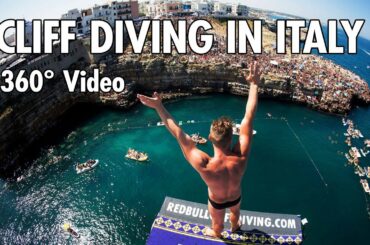 Cliff Diving From a Rocky Ledge in Italy | 360° Video (4K)