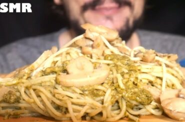 ASMR ITA PASTA PESTO GENOVESE BASIL + MUSHROOMS EATING SOUNDS *ITALY MUKBANG SPAGHETTI ITALIAN FOOD