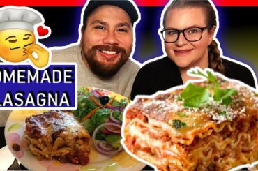 EMMA AND JOSE EAT HOMEMADE LASAGNA! |MUKBANG|