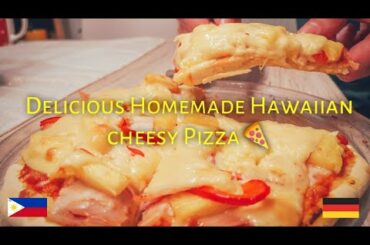 DELICIOUS HOMEMADE CHEESY HAWAIIAN PIZZA RECIPE🍕 | HOW TO MAKE PIZZA AT HOME