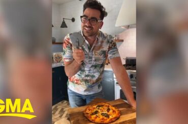 Dan Levy makes his ‘more cheese please’ cauliflower pizza in quarantine l GMA Digital