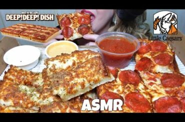 ASMR 🍕🧀🍕LITTLE CAESARS DEEP DEEP DISH PIZZA + ITALIAN CHEESE BREAD 🍕🧀🍕| MR & MRS RALPHIES ASMR