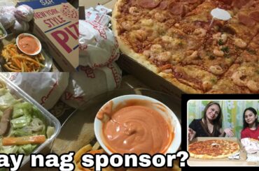 Mukbang with Q & A | S&R pizza , yumburger , pancit , french fries | THANK YOU